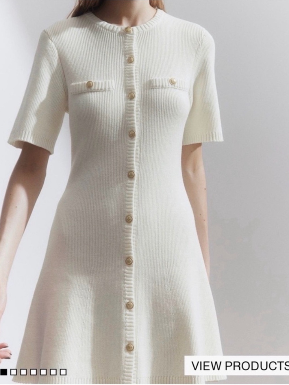 HM Cream Button-Front Knit Dress - NWOT